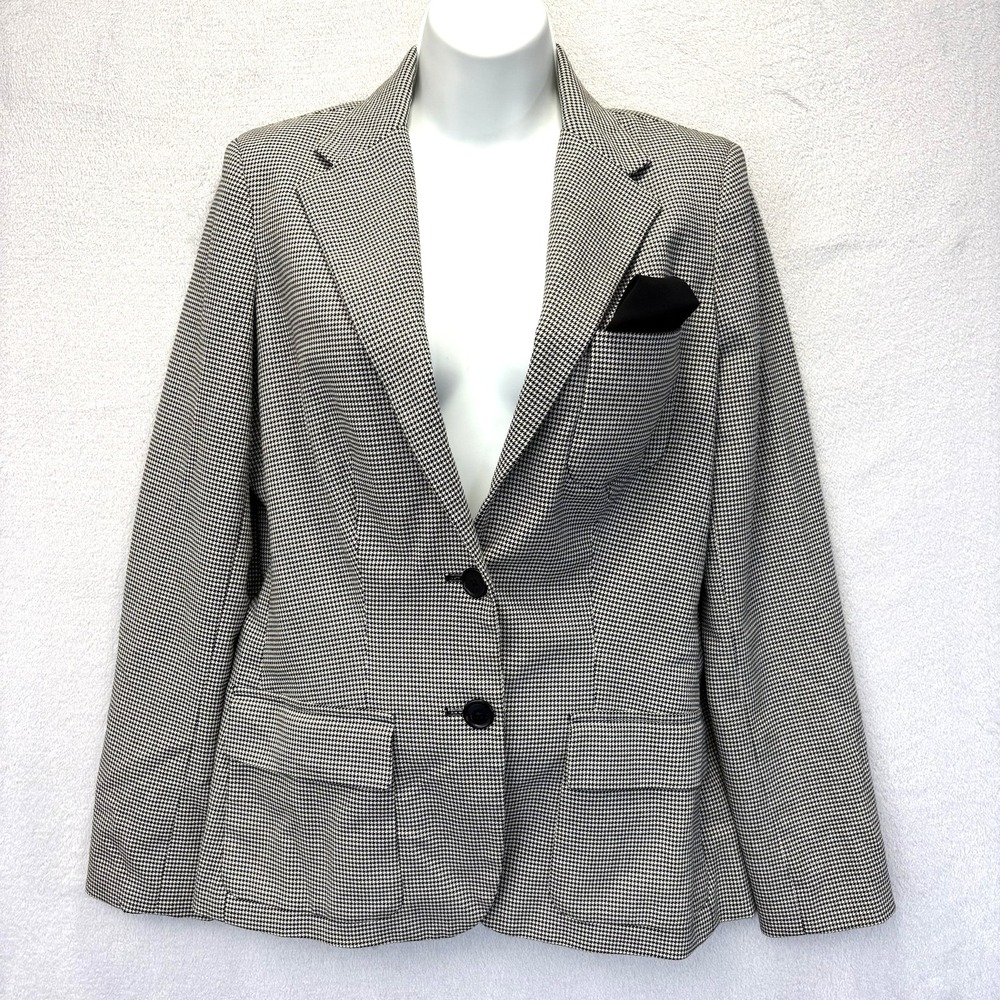Vintage Y2K Lauren Ralph Lauren Houndstooth Blazer Jacket Womens 4 Old Money‎